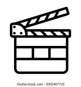 Clapperboard Icon. Bold outline design with editable stroke width. Vector Illustration.