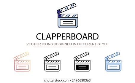 Clapperboard icon design with white background stock illustration