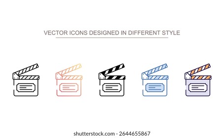 Design de ícone de Clapperboard com ilustração de estoque de fundo branco