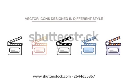 Clapperboard icon design with white background stock illustration