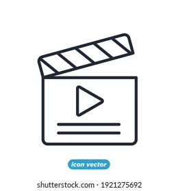 clapperboard icon. Entertainment symbol template for graphic and web design collection logo vector illustration