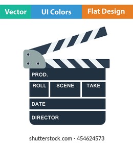 Clapperboard icon. Flat color design. Vector illustration.
