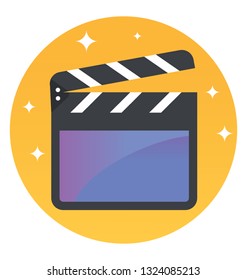 Clapperboard icon in flat design 