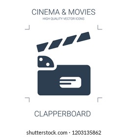 clapperboard icon. high quality filled clapperboard icon on white background. from cinema collection flat trendy vector clapperboard symbol. use for web and mobile