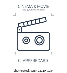 clapperboard icon. high quality line clapperboard icon on white background. from cinema collection flat trendy vector clapperboard symbol. use for web and mobile