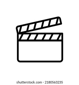 Clapperboard Icon. Line Art Style Design Isolated On White Background