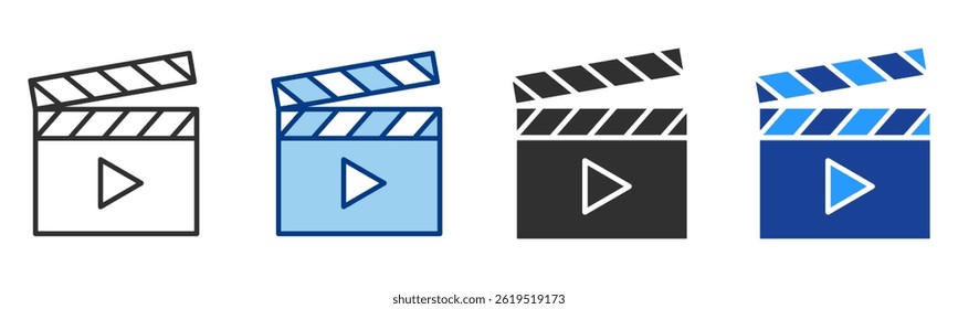Coleção de Vetores de Vários Estilos de Ícone de Clapperboard
