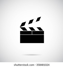 Clapperboard icon on white background. Vector art.