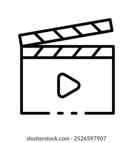 clapperboard icon. Outline style design isolated on white background