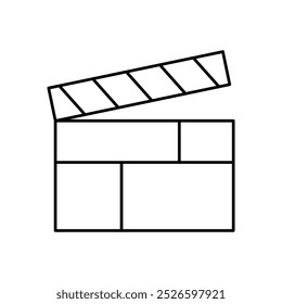 clapperboard icon. Outline style design isolated on white background