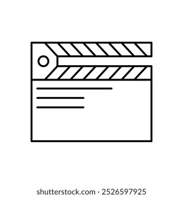 clapperboard icon. Outline style design isolated on white background