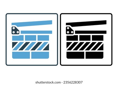 Clapperboard Icon. Icon related to multimedia and entertainment. suitable for web site design, app, user interfaces. Solid icon style. Simple vector design editable