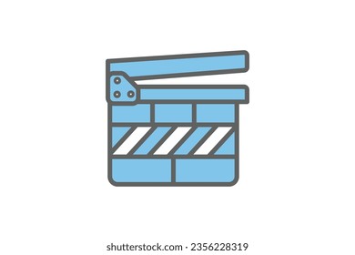 Clapperboard Icon. Icon related to multimedia and entertainment. suitable for web site design, app, user interfaces. Flat line icon style. Simple vector design editable