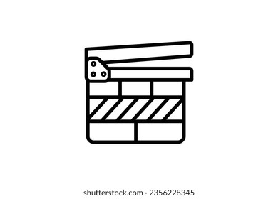 Clapperboard Icon. Icon related to multimedia and entertainment. suitable for web site design, app, user interfaces. line icon style. Simple vector design editable