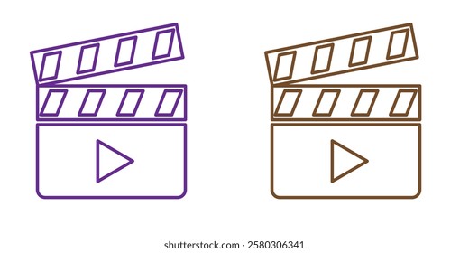 Clapperboard icon set. Opened movie shooting clapper board vector. Film cinema symbol. Vector stock illustration.