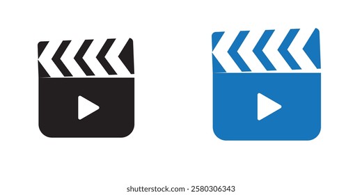 Clapperboard icon set. Opened movie shooting clapper board vector. Film cinema symbol. Vector stock illustration.