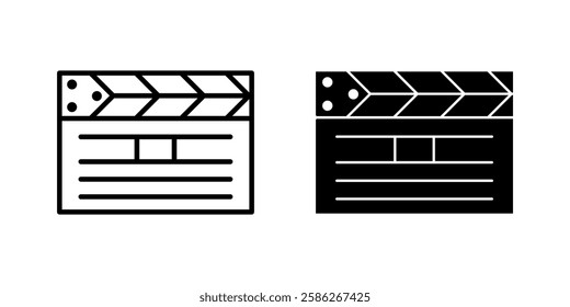 Clapperboard Icon set. Symbol isolated white background. vector illustration. color editable.