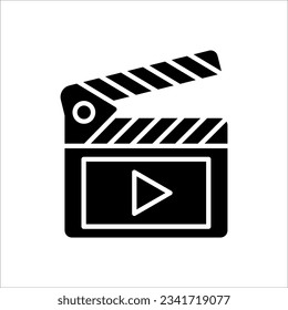 Clapperboard icon. sign for mobile concept and web design on white background