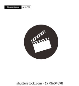 Clapperboard icon, a signboard that provides detailed sequence from scene to scene in film production.