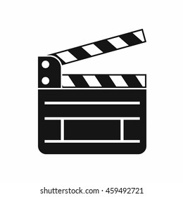 Clapperboard icon in simple style isolated on white background. Film symbol