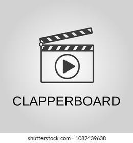 Clapperboard icon. Clapperboard symbol. Flat design. Stock - Vector illustration