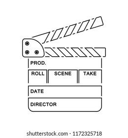 Clapperboard icon. Thin line design. Vector illustration.