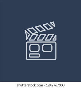 Clapperboard icon. Trendy flat vector line Clapperboard icon on dark blue background from Cinema collection. 