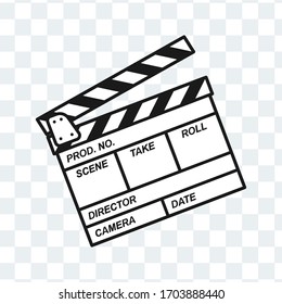 Clapperboard icon vector. Board clap for video clip scene start. isolated on blank background