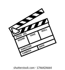 Clapperboard icon vector. Board clap for video clip scene start. isolated on blank background.eps 10