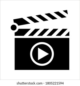 Clapperboard icon vector. Board clap for video clip scene start on white background