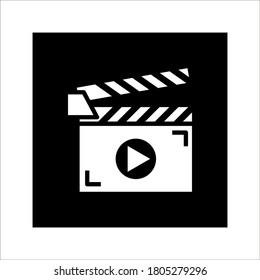 Clapperboard icon vector. Board clap for video clip scene start on white background