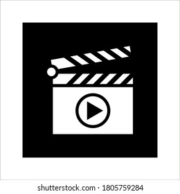 Clapperboard icon vector. Board clap for video clip scene start on white background