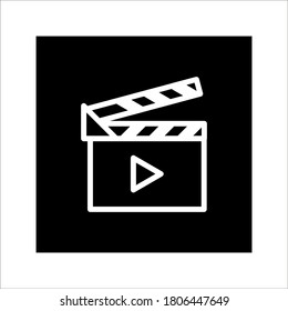 Clapperboard icon vector. Board clap for video clip scene start on white background