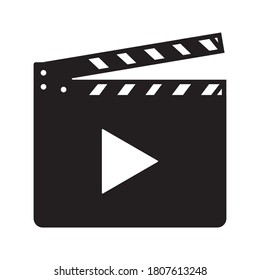 Clapperboard icon vector. Board clap for video clip scene start on white background