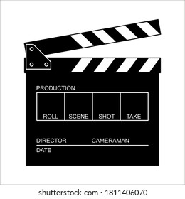 Clapperboard icon vector. Board clap for video clip scene start. isolated on white background