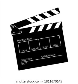 Clapperboard icon vector. Board clap for video clip scene start. isolated on white background