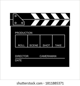 Clapperboard icon vector. Board clap for video clip scene start. isolated on white background