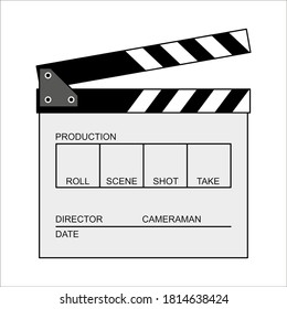Clapperboard icon vector. Board clap for video clip scene start. isolated on white background