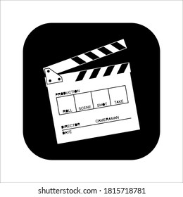 Clapperboard icon vector. Board clap for video clip scene start. isolated on white background