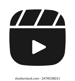 Clapperboard icon vector. Board clap for video clip scene start. isolated on blank background
