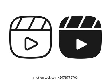 Clapperboard icon vector. Board clap for video clip scene start. isolated on blank background
