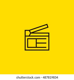 Clapperboard icon vector, clip art. Also useful as logo, web UI element, symbol, graphic image, silhouette and illustration. Compatible with ai, cdr, jpg, png, svg, pdf, ico and eps.
