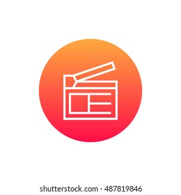 Clapperboard icon vector, clip art. Also useful as logo, circle app icon, web UI element, symbol, graphic image, silhouette and illustration. Compatible with ai, cdr, jpg, png, svg, pdf, ico and eps. svg
