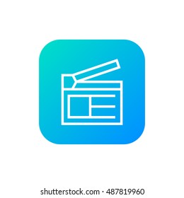 Clapperboard icon vector, clip art. Also useful as logo, square app icon, web UI element, symbol, graphic image, silhouette and illustration. Compatible with ai, cdr, jpg, png, svg, pdf, ico and eps.