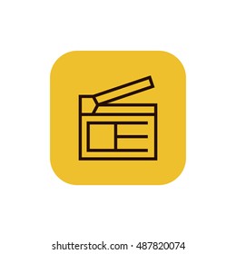 Clapperboard icon vector, clip art. Also useful as logo, square app icon, web UI element, symbol, graphic image, silhouette and illustration. Compatible with ai, cdr, jpg, png, svg, pdf, ico and eps. svg
