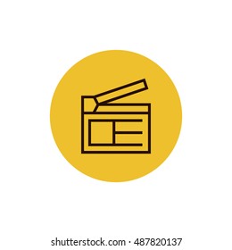 Clapperboard icon vector, clip art. Also useful as logo, circle app icon, web UI element, symbol, graphic image, silhouette and illustration. Compatible with ai, cdr, jpg, png, svg, pdf, ico and eps. svg