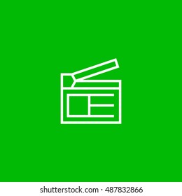Clapperboard icon vector, clip art. Also useful as logo, web UI element, symbol, graphic image, silhouette and illustration.