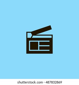 Clapperboard icon vector, clip art. Also useful as logo, web UI element, symbol, graphic image, silhouette and illustration.