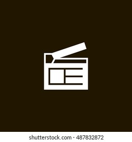 Clapperboard icon vector, clip art. Also useful as logo, web UI element, symbol, graphic image, silhouette and illustration. Compatible with ai, cdr, jpg, png, svg, pdf, ico and eps.