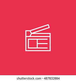 Clapperboard icon vector, clip art. Also useful as logo, web UI element, symbol, graphic image, silhouette and illustration. Compatible with ai, cdr, jpg, png, svg, pdf, ico and eps.